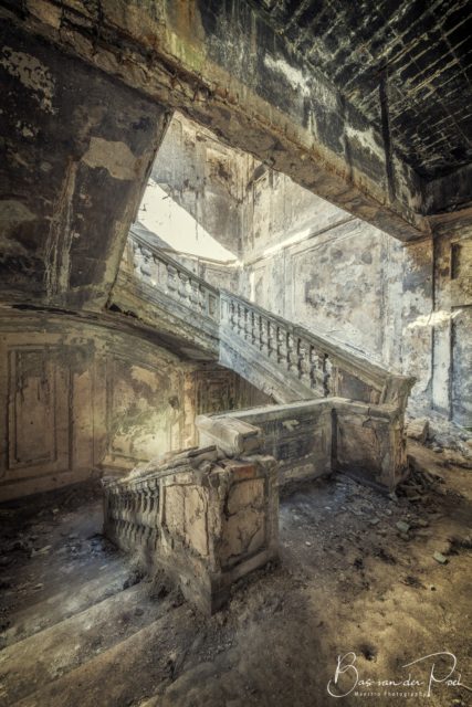 Old staircase within the interior of a house