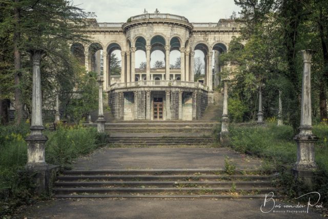 Exterior of an extravagant stone building in Abkhazia