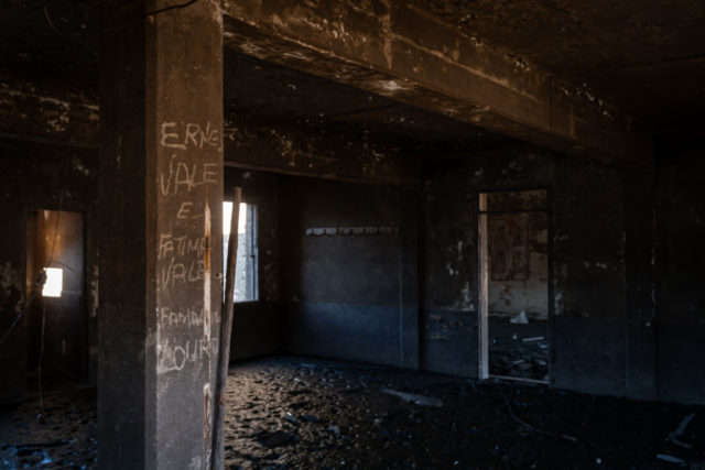 Darkened interior of a building