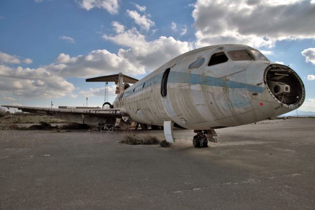 Broken airplane at Nicosia International Airport