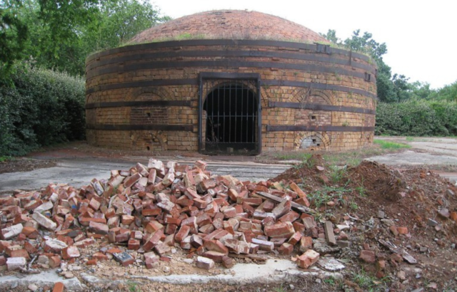 Pile of bricks outside of a beehive kiln