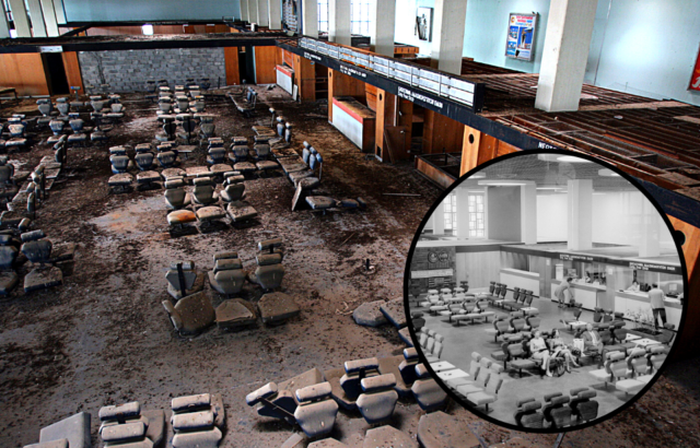 Before and after of waiting area at Nicosia International Airport