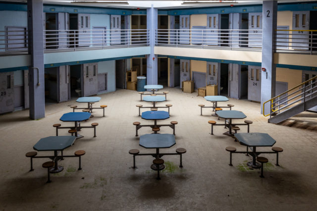 Lunch tables in a large room