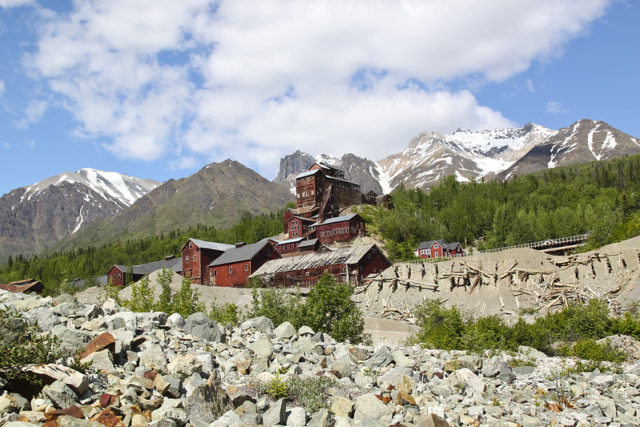 The Kennicott glacier over the town of Kennecott