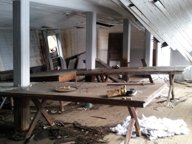 Abandoned tables in the Erie Mine