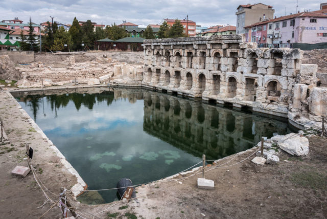 View of the pool at the Basilica Therma