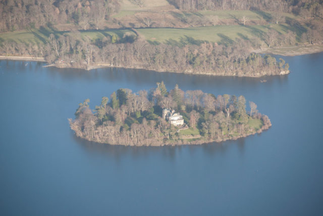 An aerial view of Derwent Island House 