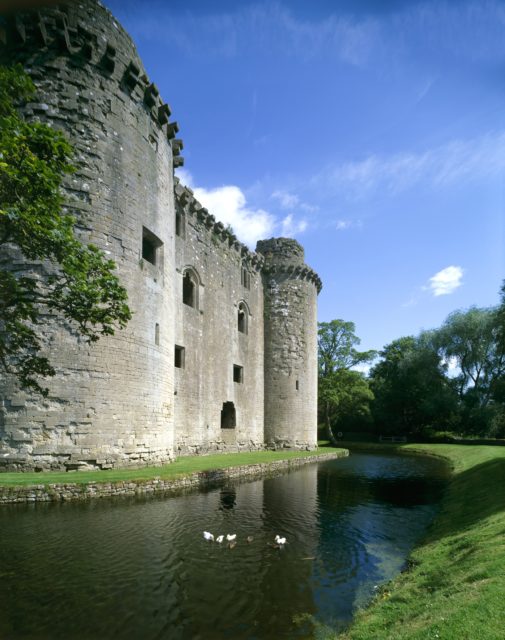 A moat outside of a castle