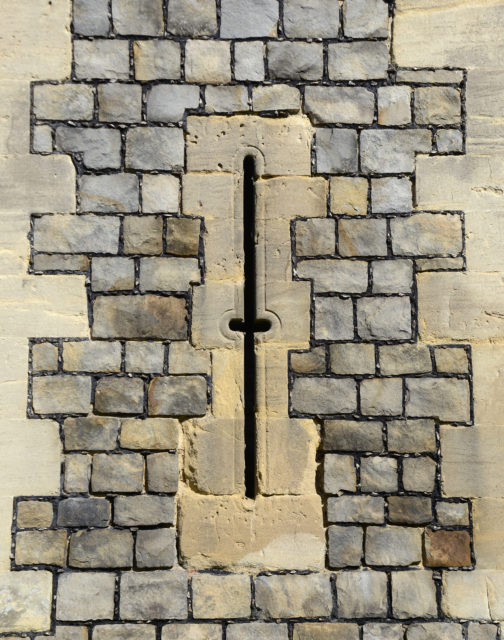 Arrow slit in a castle wall