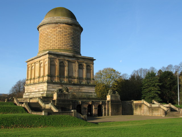 A side view of the Hamilton Mausoleum