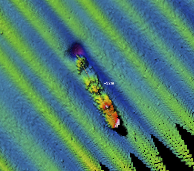 Sonar image of the USS Conestoga.