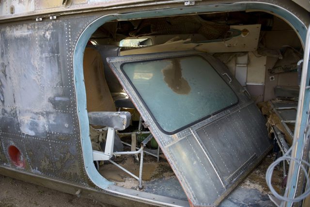 Damaged interior of a Sikorsky H-34C