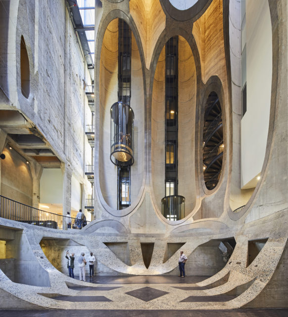 Long, rounded walls inside the Zeitz Museum