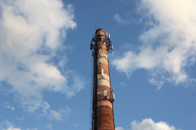 An old chimney transformed into a radio tower
