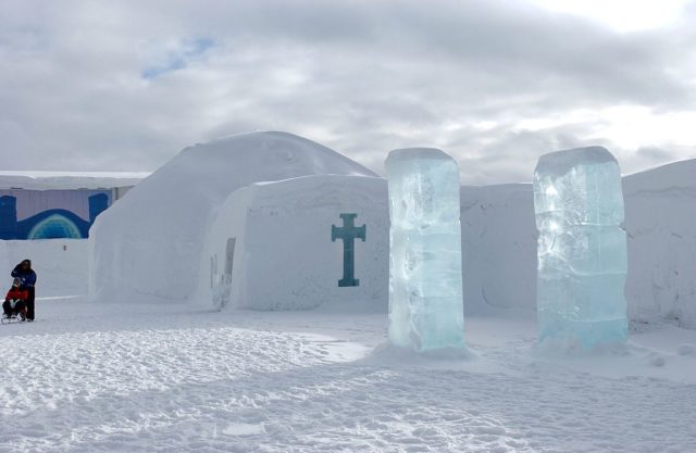 Exterior of the chapel at the Icehotel