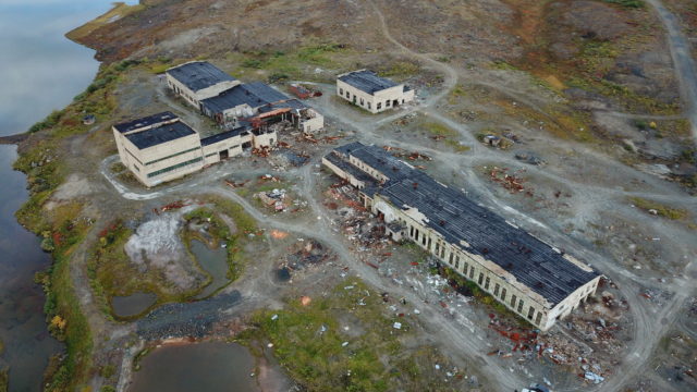 Buildings left from the Kola Borehole are in ruins