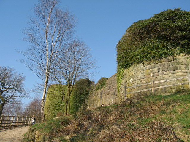 walls of the castle with a path to the left