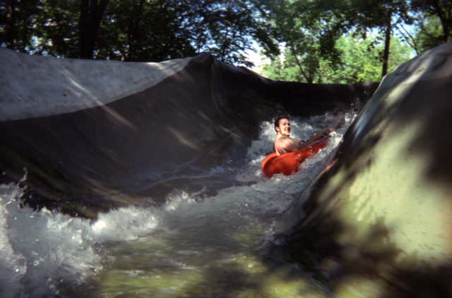 A man on an inner-tube at Action Park