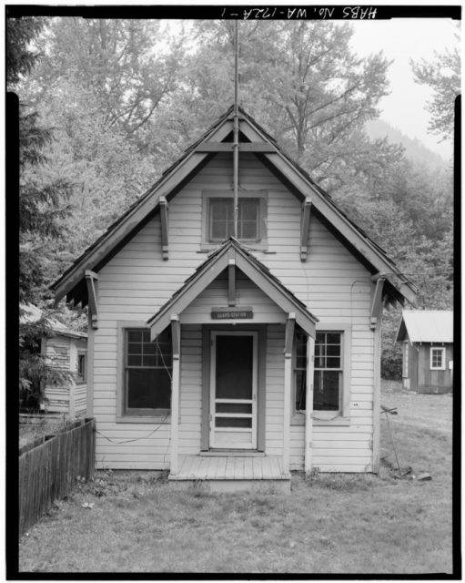 The front of a small wooden house