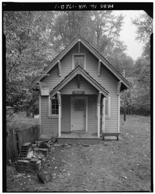 The front of a small wooden house