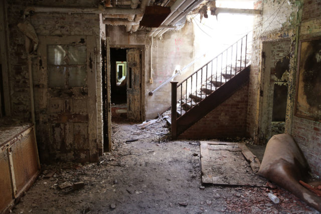 Stairs in a decayed room