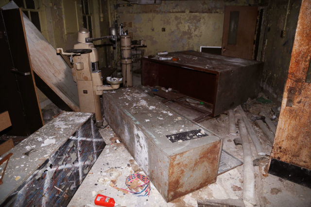 Items of a room lay on the floor after the room was destroyed