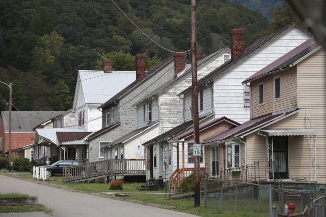 Row of houses along a street in Lynch, Kentucky