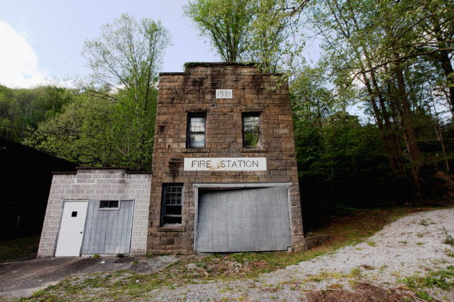 Exterior of the abandoned fire station in Lynch, Kentucky