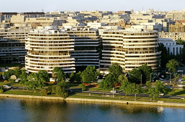 View of the Watergate complex and hotel from the water.