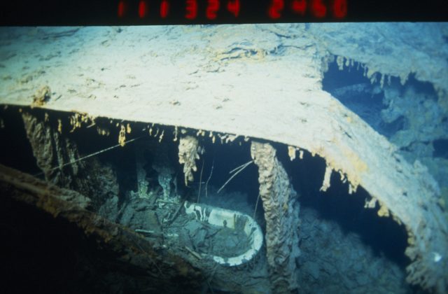 The bathtub of the Captain's quarters from the Titanic wreckage