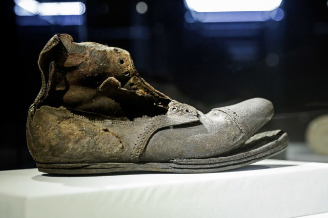 A damaged shoe from the Titanic