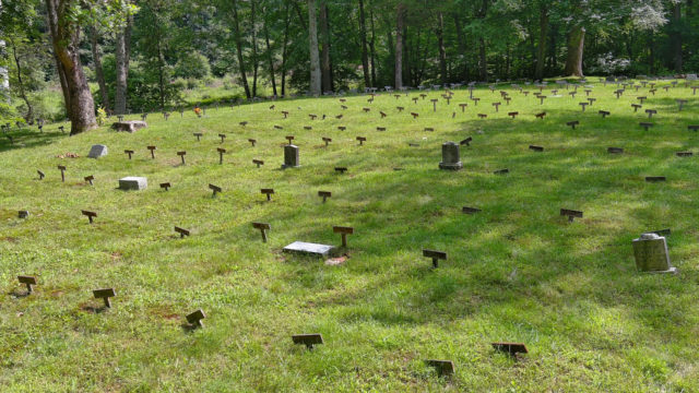 Graves that are marked by small posts