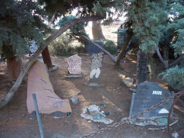 Tombstones in a wooded area, built by John Ehn.