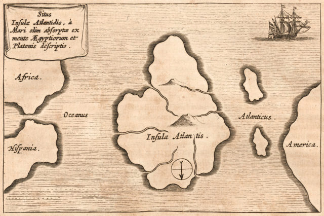 Map showing the supposed location of Atlantis