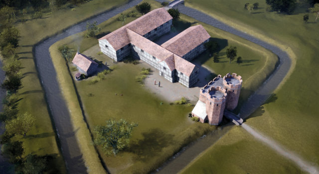 CGI reconstruction of Coleshill Manor as viewed from above. 