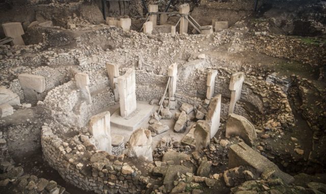 Looking down into the ruins of Gobekli Tepe.