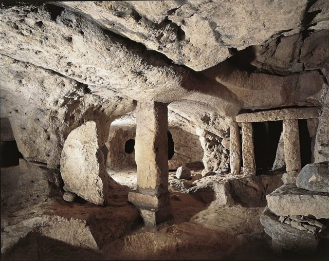 Interior of Hypogeum of Hal-Saflieni carved out of rock.