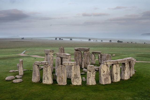 View looking down on Stonehenge.