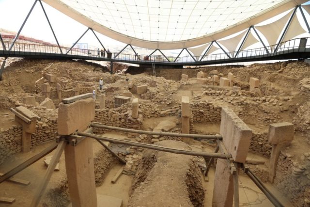 View of Gobekli Tepe ruins with a cover over the top.