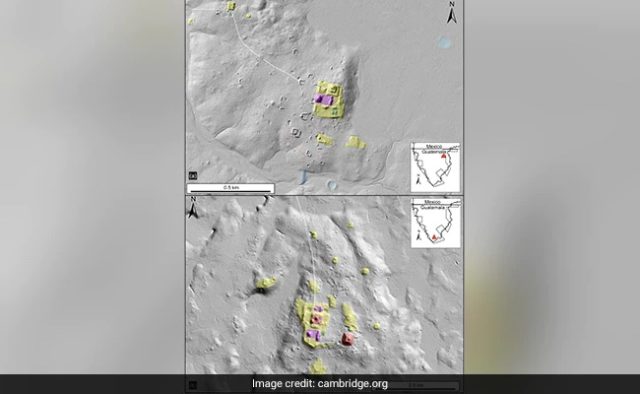 Aerial LiDAR imaging of Maya ruins in the rainforest.