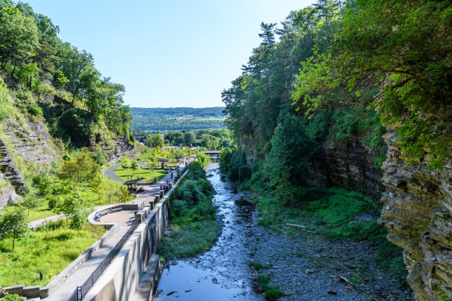 View looking out at the river in Watkins Glen State Park.