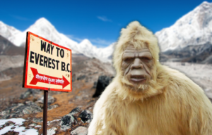 A sign reads "Way to Everest B.C"