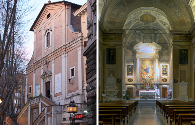 The exterior and interior of the Santa Maria Immacolata church