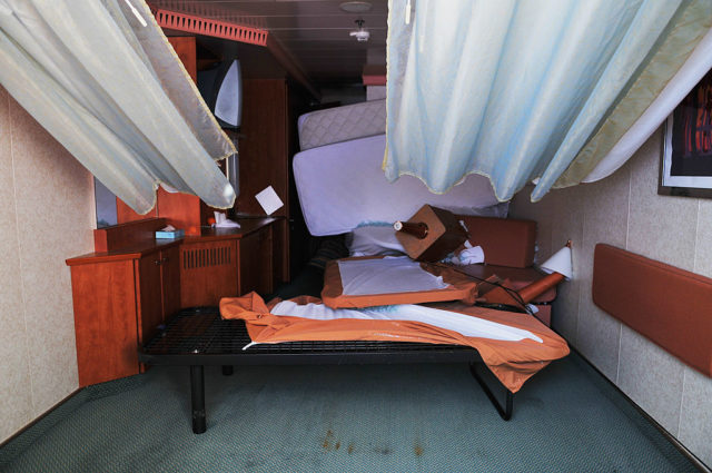 Inside of a destroyed room on the Costa Concordia.