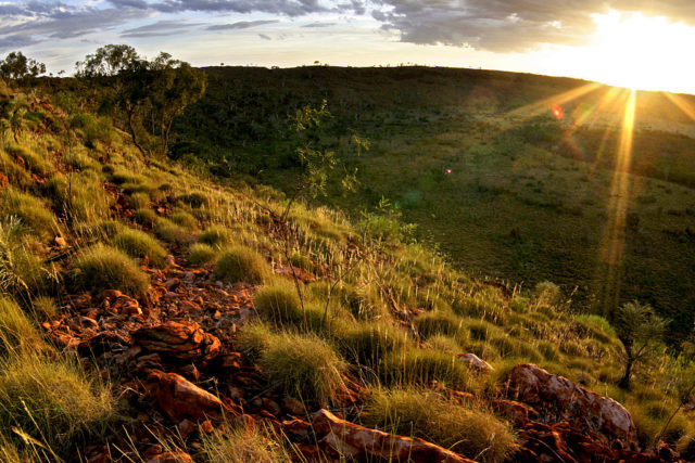 Photo of the Wolfe Creek Crater at sunrise