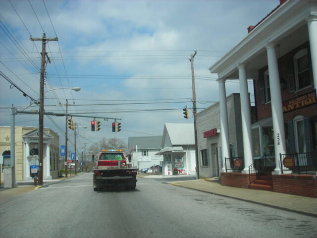 Truck driving down the road in Millsboro, Delaware. 