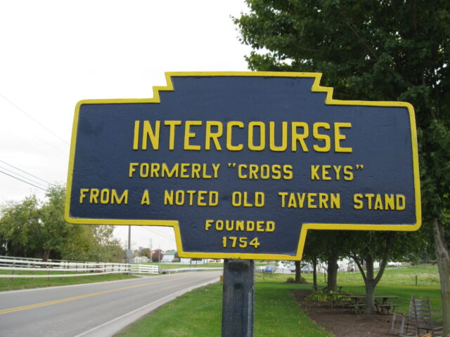 Keystone Marker for Intercourse, formerly Cross Keys, Pennsylvania. Founded 1754.