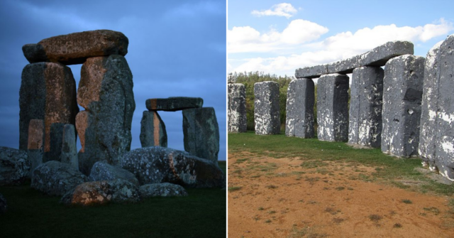 Stonehenge at dusk in Wiltshire, England + Foamhenge in Centreville, Virginia