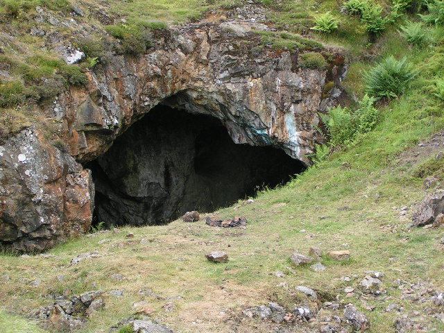 A contemporary photo of the famous Tomnadashan Mine entrance. 