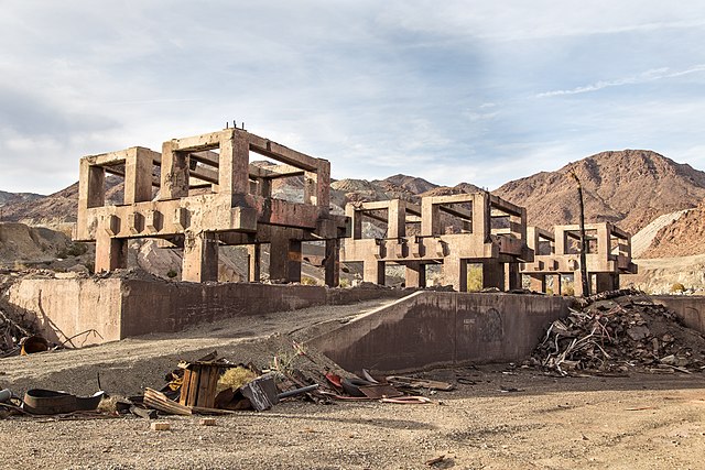 Remnants of buildings operated by the Kaiser Steel Corporation